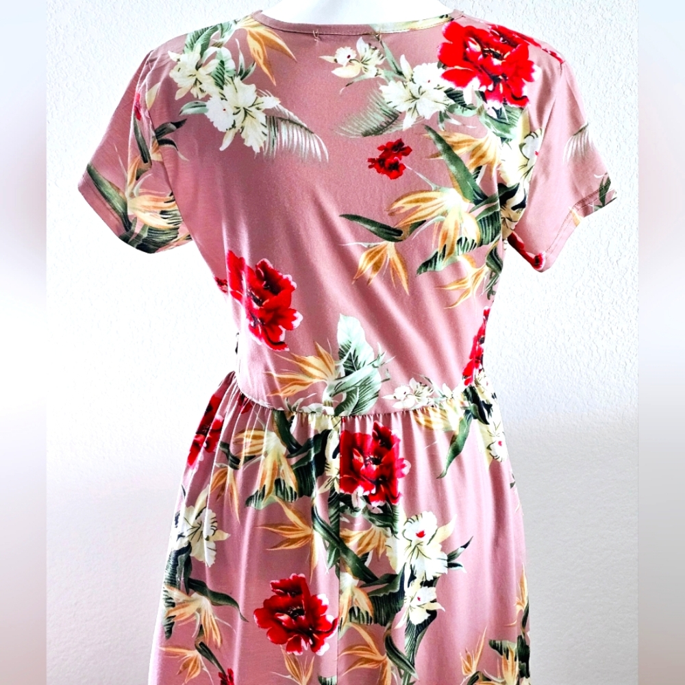 Ouges Floral Wrap-Look, Pink/Red/Green/White Dres… - image 5